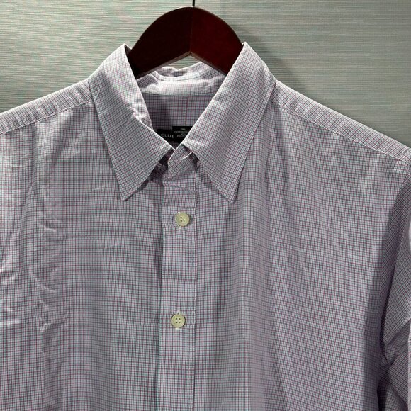 Club Monaco Shirt Mens Large Button Up Red Plaid Cotton Blend Long Sleeve - Picture 2 of 7
